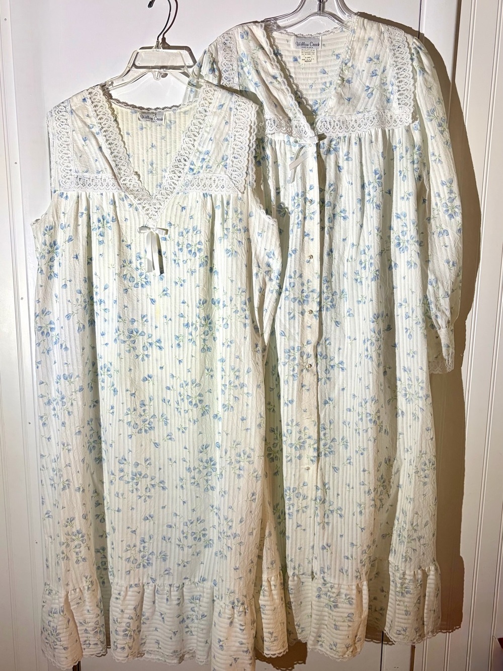Vtg 80s Willow Creek Floral Nightgown & Robe Set Medium